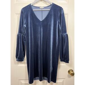 Madewell Blue Velvet Balloon Sleeve Mini Dress Women's S Holiday
